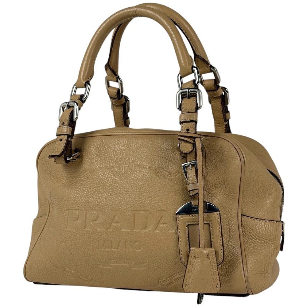 Prada Handbag Leather Beige Cream